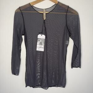 CYNTHIA ASHBY NWT Gray Sheer Mesh Lagenlook Distressed Layering Small Artwear